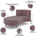 Ver imagem 3 de Chaise Longue Divã 164cm Braço Esquerdo Logus D06 Veludo Rosê - Mpozenato