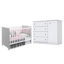 Ver imagem 1 de Berço Nacional Mel Branco Acetinado - Reller e Cômoda Infantil Americano Branco Hp - Henn