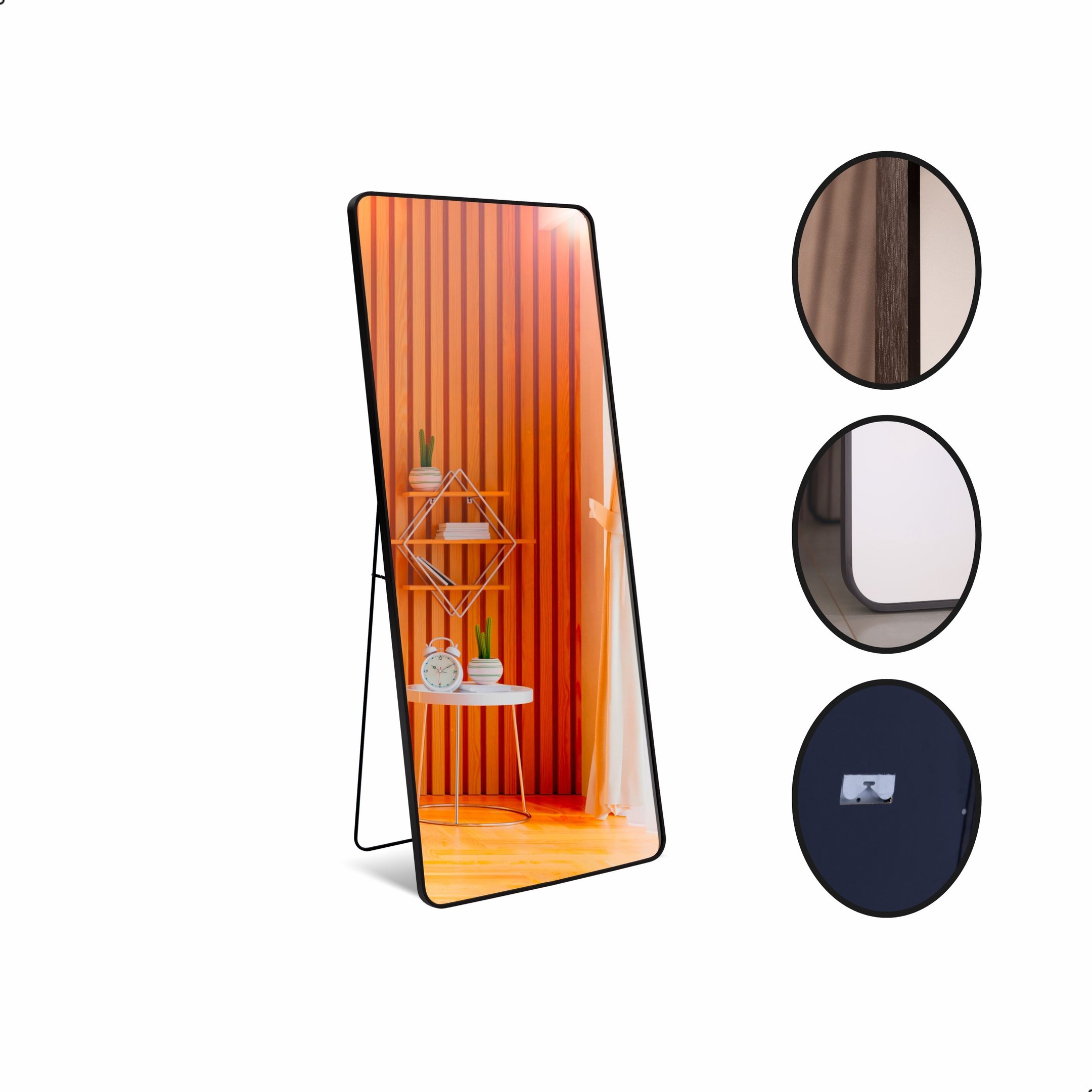 Espelho Grande Corpo Inteiro de Parede Retangular com Moldura em Metal 170 X 70cm Preto