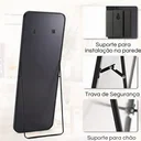 Ver imagem 5 de Espelho Grande Corpo Inteiro Suporte de Chão/parede Retangular C/ Moldura em Alumínio Preto 170x70