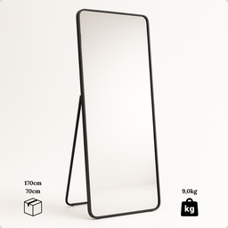 Espelho Grande Corpo Inteiro Suporte de Chão/parede Retangular C/ Moldura em Alumínio Preto 170x70 - 3 Espelho Grande Corpo Inteiro Suporte de Chão/parede Retangular C/ Moldura em Alumínio Preto 170x70 - 3