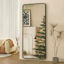 Espelho Grande Corpo Inteiro Suporte de Chão/parede Retangular C/ Moldura em Alumínio Preto 170x70 - 10 Espelho Grande Corpo Inteiro Suporte de Chão/parede Retangular C/ Moldura em Alumínio Preto 170x70 - 10