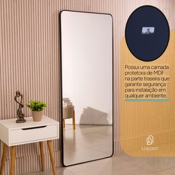 Espelho Grande Corpo Inteiro de Parede Retangular com Moldura em Metal 170 X 70cm Preto - 6
