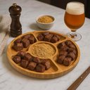 Ver imagem 5 de Kit 2 Petisqueiras de Bambu 5 Divisórias 25cm Lyor Round Aperitivos Tábua Redonda Servir Petiscos