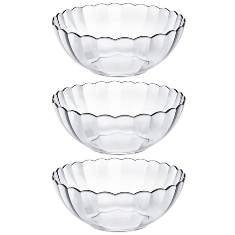 Conjunto De Tigelas Redondas Marinex Bella 3 Peças Bowls De Vidro 1 Litro