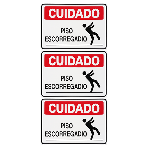 Combo 6 Placas De Sinalização Cuidado Piso Escorregadio 30x20 Acesso - S-227 F9e