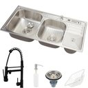 Ver imagem 1 de Cuba para cozinha pia dupla em aço inox com acessórios com lixeira Nukini e Torneira Gourmet