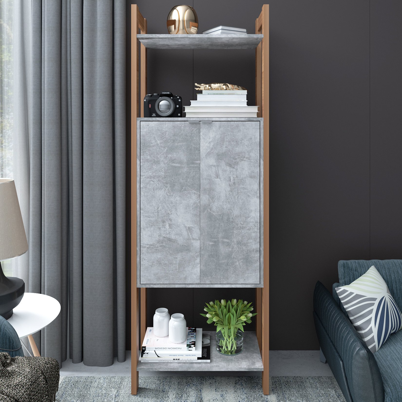 Estante para Livros 2 Portas Centro 185cmx65cm Haia Yescasa - 1