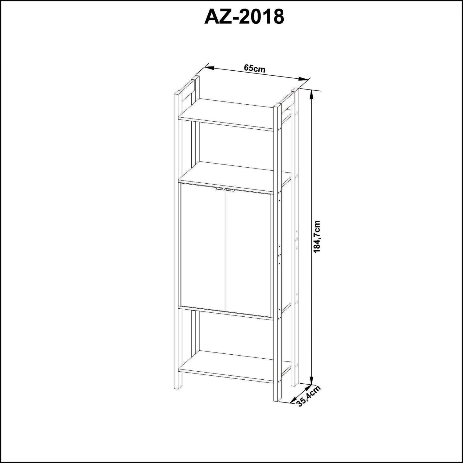Estante para Livros 2 Portas Centro 185cmx65cm Haia Yescasa - 5