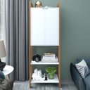 Ver imagem 1 de Estante de Livros 65CMX184,7cm 2 Portas em Cima Haia Yescasa Branco/Amêndoa