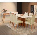Ver imagem 1 de Mesa de jantar + 6 cadeiras Milão tampo Atenas 180 cm Bege
