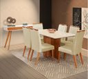 Ver imagem 1 de Mesa de jantar + 6 cadeiras Milão tampo Atenas 180 cm Bege