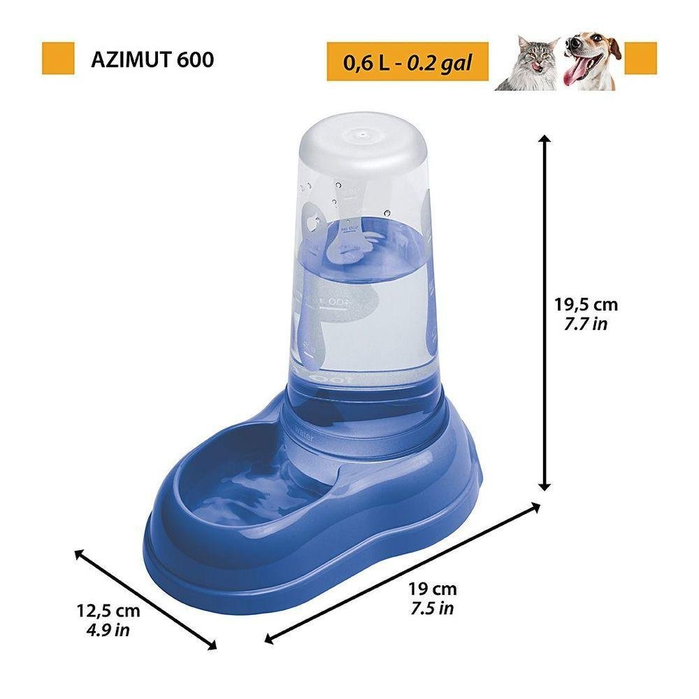 Distribuidor Água/ração Azimut Cor Azul Tamanho 12,5 X 19 X H 19,5 Cm | 0,6 L - 2