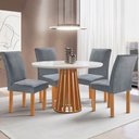 Ver imagem 1 de Mesa de Jantar 4 Lugares Kansas/Canela com Vidro Cinamomo/Off White/Suede Cinza 17992 - Cel Móveis