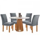 Ver imagem 2 de Mesa de Jantar 4 Lugares Kansas/Canela com Vidro Cinamomo/Off White/Suede Cinza 17992 - Cel Móveis