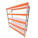 Ver imagem 1 de Mini Porta Pallet 200 Kg por Nivel Inicial com 5 Niveis Laranja com Mdf Branco