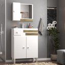Ver imagem 1 de Conjunto para Banheiro Mônaco Balcão com Espelheira 60 Cm - Branco Cartagena Branco Cartagena