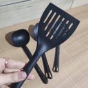 Ver imagem 3 de Conjunto 4 Utensílios de Cozinha Plástico Preto Colher Concha Escumadeira Espátula