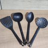 Conjunto 4 Utensílios de Cozinha Plástico Preto Colher Concha Escumadeira Espátula - 5