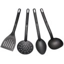 Ver imagem 1 de Conjunto 4 Utensílios de Cozinha Plástico Preto Colher Concha Escumadeira Espátula