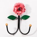 Ver imagem 1 de Cabideiro de Parede Cabide para Roupas 2 Ganchos Flor Rosa