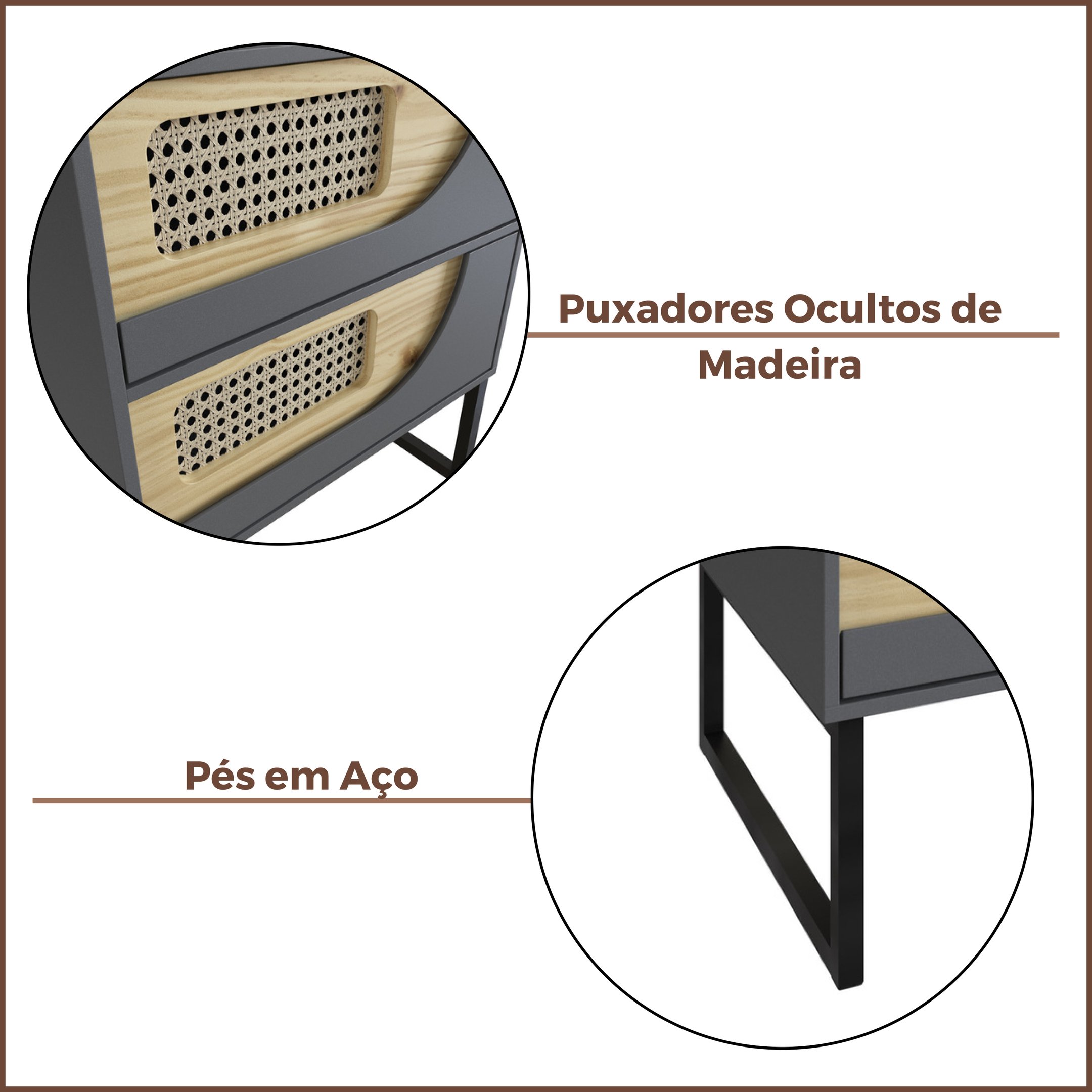 Mesa de Cabeceira 2 Gavetas Apolo - 3