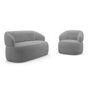 Ver imagem 1 de Kit Poltrona Giratória e Sofá Orgânico Living Glee 03 Lugares 170cm Bouclê Cinza - Desk Design
