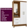 Guarda Roupa Capelinha Espelho Solteiro 2 Portas 2 Gavetas Leme - 5