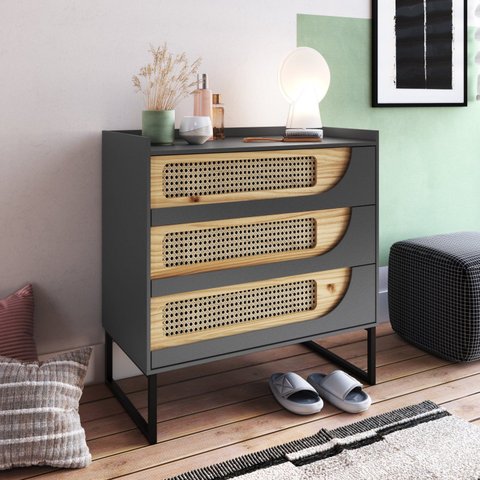 Cômoda para Quarto MDF/MDP com 3 Gavetas Apolo