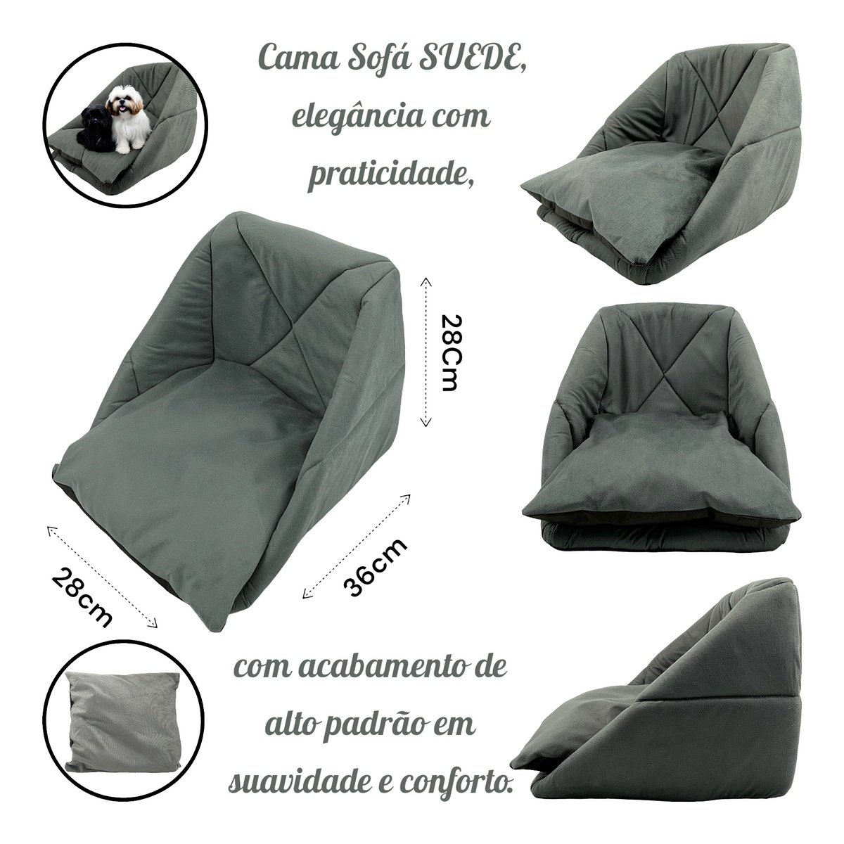 Cama Toca Iglu 3 em 1 Suede Cachorro e Gato Frio Quente Pet Tamanho P - Cinza - 5