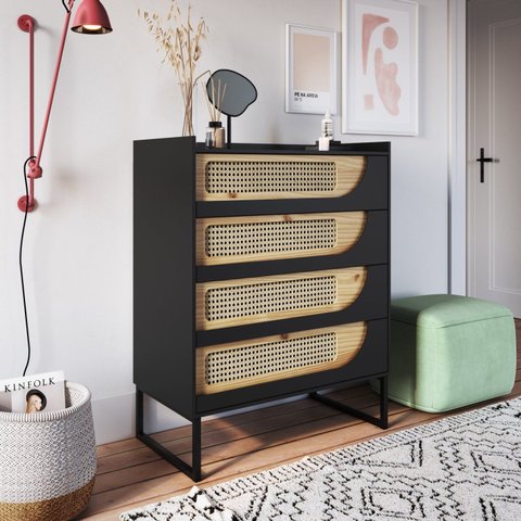 Cômoda para Quarto MDF/MDP com 4 Gavetas Apolo