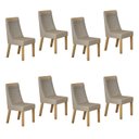 Ver imagem 1 de Kit de 8 Cadeiras para Sala de Jantar Luna Bege/Cinamomo/Veludo