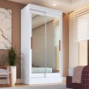 Ver imagem 1 de Guarda Roupa Solteiro 2 Portas de Correr 2 Gavetas com 6 Espelhos Lyon 