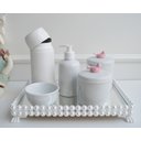 Ver imagem 1 de Kit Higiene Bebê Rosa Porcelana Bandeja Branca Perola + Térmica 250 Ml + Tema Passaro