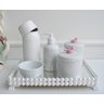 Kit Higiene Bebê Rosa Porcelana Bandeja Branca Perola + Térmica 250 Ml + Tema Passaro - 1