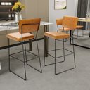 Ver imagem 2 de Kit 6 Banquetas Altas Cozinha Sala Jantar Base em Aço Fixa Allana L02 Couríssimo Whisky - Lyam