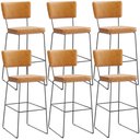 Ver imagem 1 de Kit 6 Banquetas Altas Cozinha Sala Jantar Base em Aço Fixa Allana L02 Couríssimo Whisky - Lyam