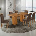 Ver imagem 1 de Conjunto Mesa de Jantar 180cm com 6 Cadeiras Estofadas Multimóveis Crrft-CON052 Madeirado/Marrom
