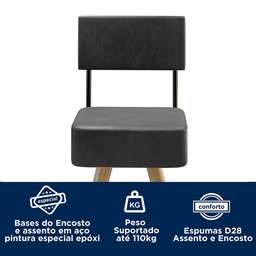Kit 2 Banquetas Madeira Maciça Couro Sintético Barcelona  - 6
