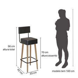 Kit 2 Banquetas Madeira Maciça Couro Sintético Barcelona  - 4