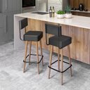 Ver imagem 1 de Kit 2 Banquetas Madeira Maciça Couro Sintético Barcelona 