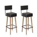 Ver imagem 2 de Kit 2 Banquetas Madeira Maciça Couro Sintético Barcelona Preto/Marrom