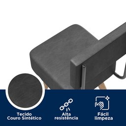 Kit 2 Banquetas Madeira Maciça Couro Sintético Barcelona  - 7