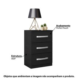 Mesa de Cabeceira 3 Gavetas Domus - 2