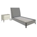 Ver imagem 2 de Cama Solteiro com Cabeceira e Mesa de Cabeceira 100% Mdf Cor:linho Lincoln Níquel com Luna