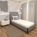 Ver imagem 1 de Cama Solteiro com Cabeceira e Mesa de Cabeceira 100% Mdf Cor:linho Lincoln Níquel com Luna