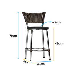 Banqueta Baixa Cromada Cozinha Americana de Fibra Sintetica:preto - 4