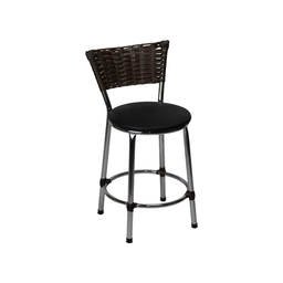 Banqueta Baixa Cromada Cozinha Americana de Fibra Sintetica:preto - 1