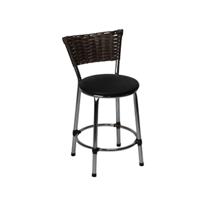 Banqueta Baixa Cromada Cozinha Americana de Fibra Sintetica:preto