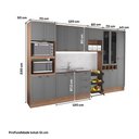 Ver mais imagens de Cozinha Completa com Balcão Milla Nobre 16 Portas 3 Gavetas MDF MDP Nogal com Cinza Titânio Mó
